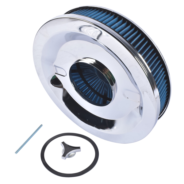 空气滤清器 14" x 3" Air Cleaner Set Super Flow Washable Element Blue Recessed Chrome Top-3