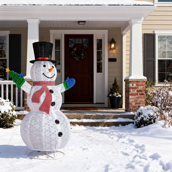 5.7ft 白色 手拿小树雪人 雪花闪粉布 200L暖白皮线灯 伸缩款 圣诞灯饰雪人 31V 3.6W 英规-11