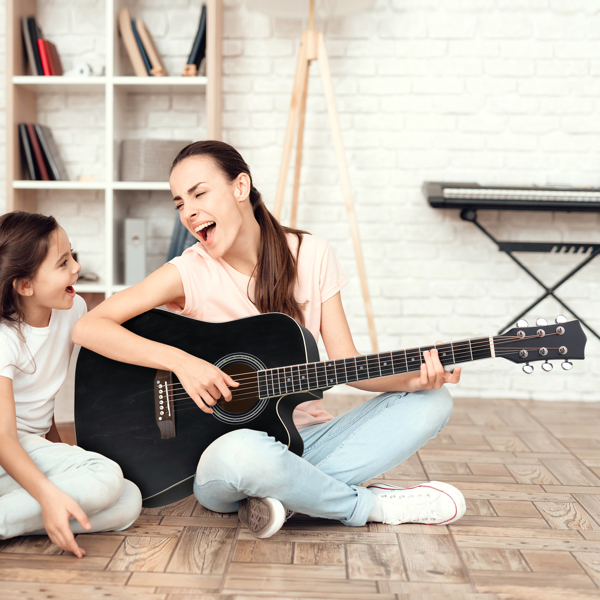 【亚马逊禁售】KMA101 41in 缺角调音EQ 椴木 带音箱 民谣吉他 擦色黑色-4