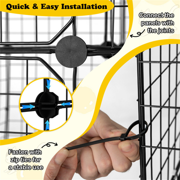 三层黑猫笼-74x74x107.5cm，PP+金属，DIY组装，吊床和梯子，适合1-3只猫/小宠物-6