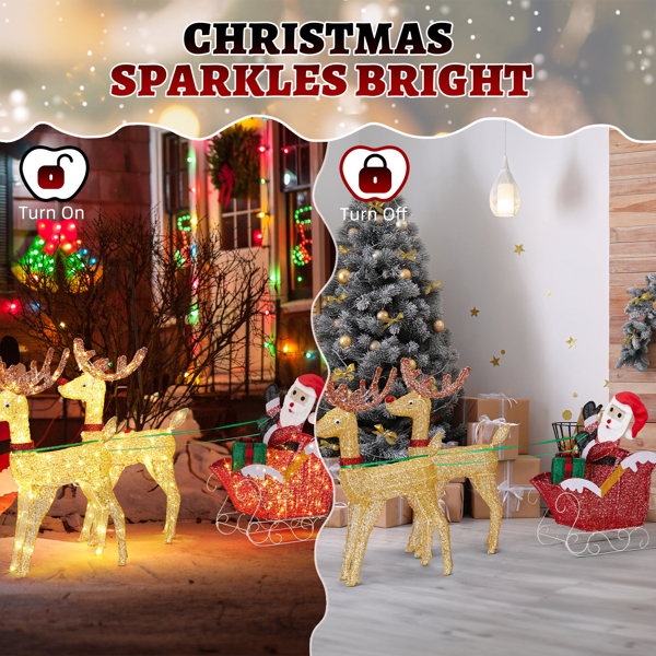 180*24*86cm  鹿拉老人 拼接款 暖白灯 270灯 撒粉网布 圣诞灯饰麋鹿30V 6W-5