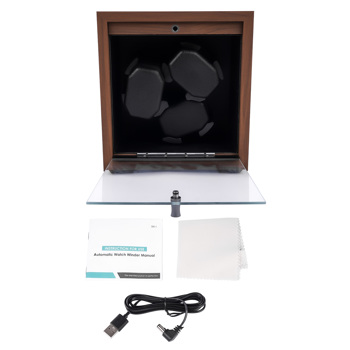 摇表器 Wooden 3 Automatic Watch Winder, Black Walnut Grain Super Quiet Rotating Box Shaker, 4 Rotation Mode, Blue LED Light, Black High Elastic Memory Foam Pad Replacement for Lady and Man Watches