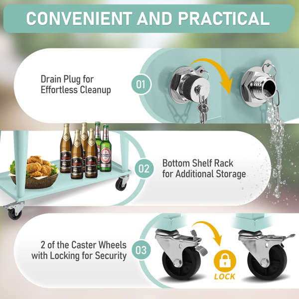 80qt 薄荷绿 冷冻保温推车 91*84.5*38.5cm 长方形 塑料箱体 冷冻保温 N001-4