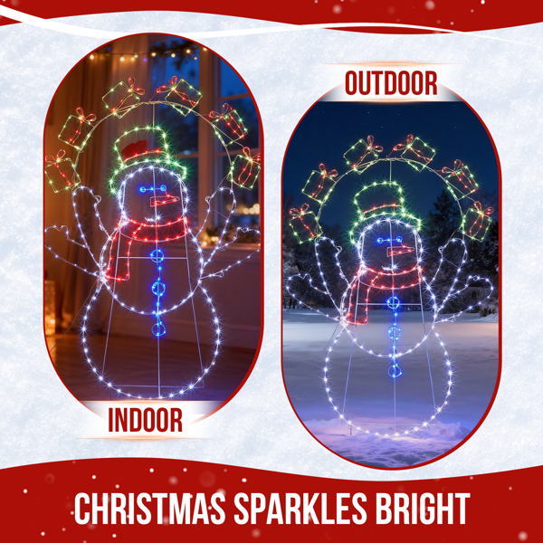 102*23*152cm  雪人扔礼盒  2D 多色灯 动态  圣诞灯饰雪人 4.5V 3.6W 美规-7