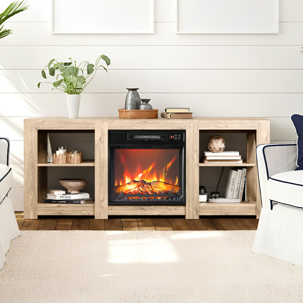  58寸橡木色双面交叉壁炉柜 149*40*60cm 18寸壁炉芯-8