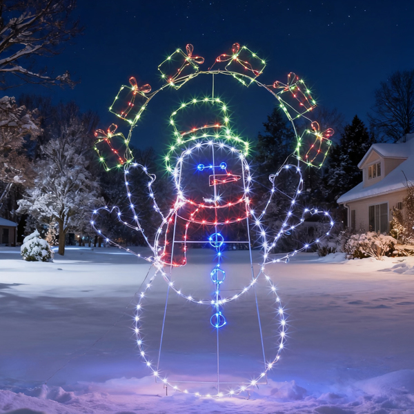 102*23*152cm  雪人扔礼盒  2D 多色灯 动态  圣诞灯饰雪人 4.5V 3.6W 美规-11