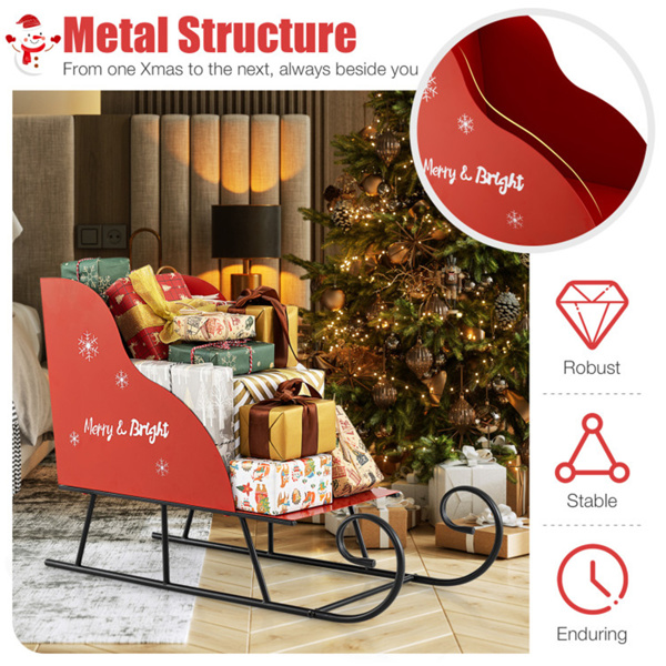 圣诞老人雪橇车-坚固的金属，29英寸x12.5英寸x20英寸，红色和黑色，用于礼物/装饰品-6