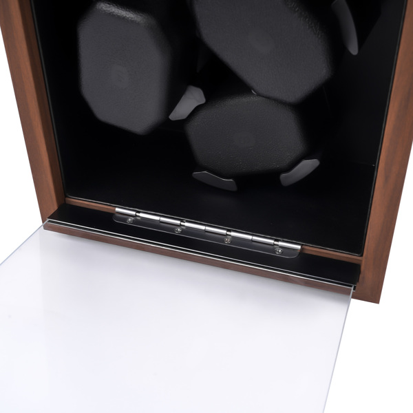 摇表器 Wooden 3 Automatic Watch Winder, Black Walnut Grain Super Quiet Rotating Box Shaker, 4 Rotation Mode, Blue LED Light, Black High Elastic Memory Foam Pad Replacement for Lady and Man Watches-6