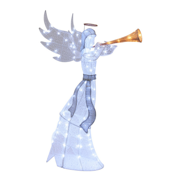 5英尺发光圣诞天使灯，100颗LED闪烁灯，户外防水金属/网状圣诞装饰，适用于庭院、草坪、客厅-1