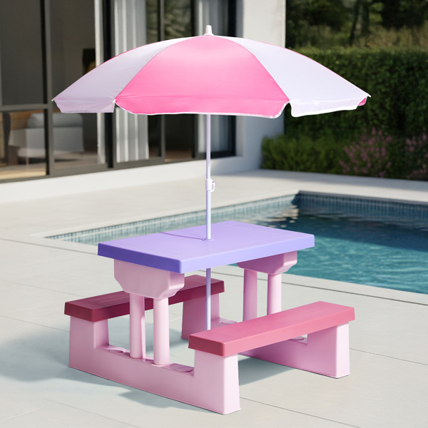 30.7inch 1pc桌子+2pcs凳子 粉紫拼色  儿童庭院桌椅套装-4