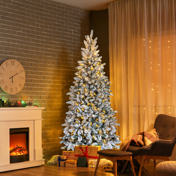 7ft 绿色植绒 铅笔树 自动树 PVC加单枝PE  1100枝头 400灯暖白8功能 圣诞树 30V 6W 美规-12