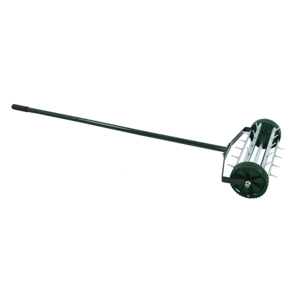 重型滚动草坪打孔机，旋转推齿草坪打孔机，带 3 件长钢手柄的尖刺土壤草坪打孔机园艺工具，用于花园庭院草坪维护，花园庭院旋转推--不支持self-pick up-4