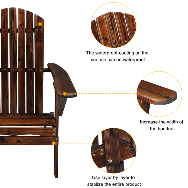 2PCS 杉木 碳化色 全拆 折叠木青蛙椅-14