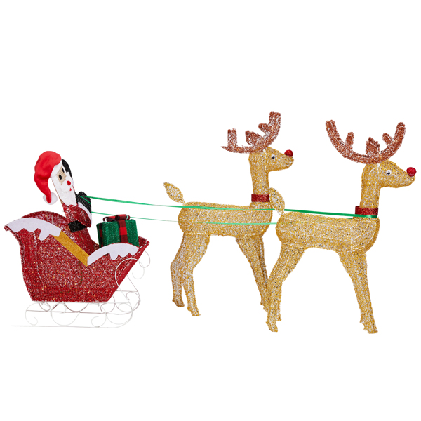 180*24*86cm  鹿拉老人 拼接款 暖白灯 270灯 撒粉网布 圣诞灯饰麋鹿30V 6W-14