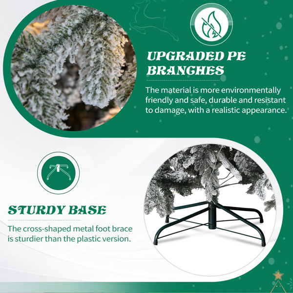 7ft 绿色植绒 铅笔树 自动树 PVC加单枝PE  1100枝头 400灯暖白8功能 圣诞树 30V 6W 美规-6