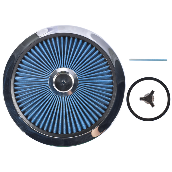 空气滤清器 14" x 3" Air Cleaner Set Super Flow Washable Element Blue Recessed Chrome Top-7