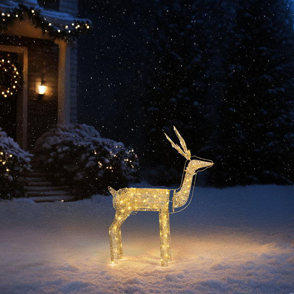 3.6ft 金色 电机摇头麋鹿 绕线撒粉 120LED暖白光 圣诞灯饰麋鹿 30V 3.6W 美规-10