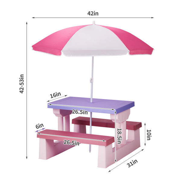 30.7inch 1pc桌子+2pcs凳子 粉紫拼色  儿童庭院桌椅套装-6