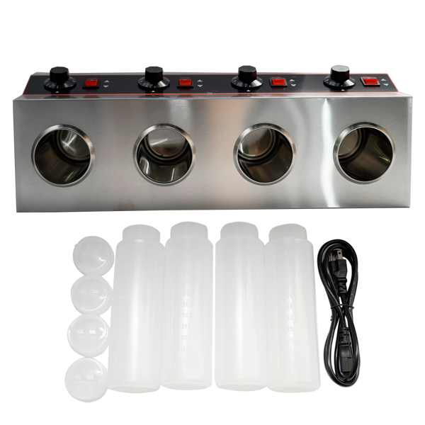 A3 酱汁泵4头美标110V Electric Sauce Warmer Dispenser Jam Heat Preservation Machine 650ml 30-85℃ 110V-2
