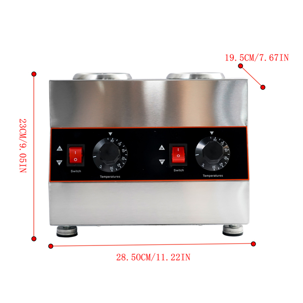 A3 酱汁泵2头美标110V Electric Sauce Bottle Warmer Nacho Cheese Warmer with 22oz bottle 86-185℉ 110V-10
