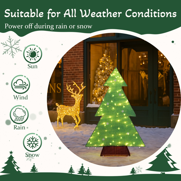 4ft  绿色  圣诞树  幻彩条加蒙布 110灯暖白LED  圣诞树灯装饰 30V 3.6W-9