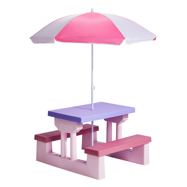 30.7inch 1pc桌子+2pcs凳子 粉紫拼色  儿童庭院桌椅套装-3