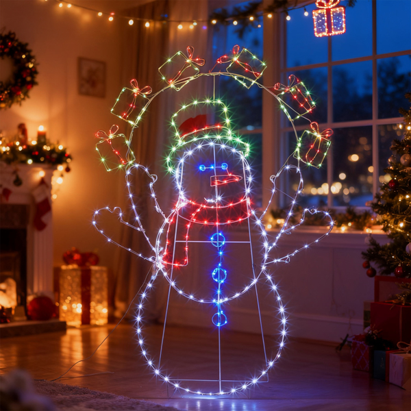 102*23*152cm  雪人扔礼盒  2D 多色灯 动态  圣诞灯饰雪人 4.5V 3.6W 美规-12