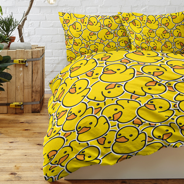 直销床品 KTBJ0418连续小黄鸭 美国中号USA FULL 80inchx90inch-26inchx20inch （temu仅可自提）-2