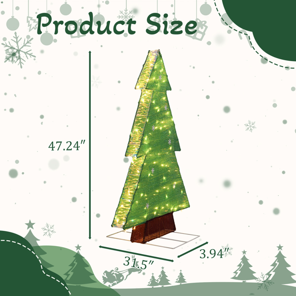 4ft  绿色  圣诞树  幻彩条加蒙布 110灯暖白LED  圣诞树灯装饰 30V 3.6W-6