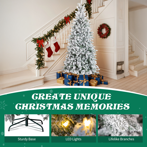 7ft 绿色植绒 铅笔树 自动树 PVC加单枝PE  1100枝头 400灯暖白8功能 圣诞树 30V 6W 美规-11