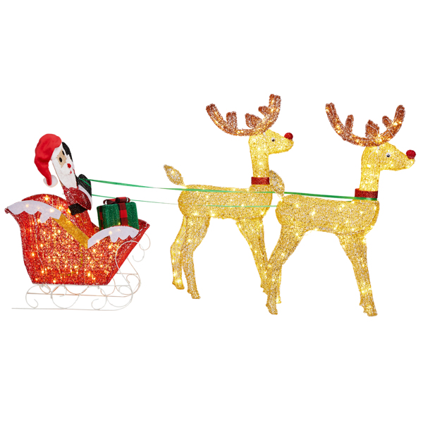 180*24*86cm  鹿拉老人 拼接款 暖白灯 270灯 撒粉网布 圣诞灯饰麋鹿30V 6W-13