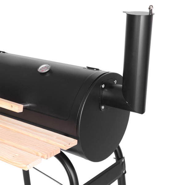 44*25*44in 黑色 双炉带烟囱 油桶形 碳烤炉-16