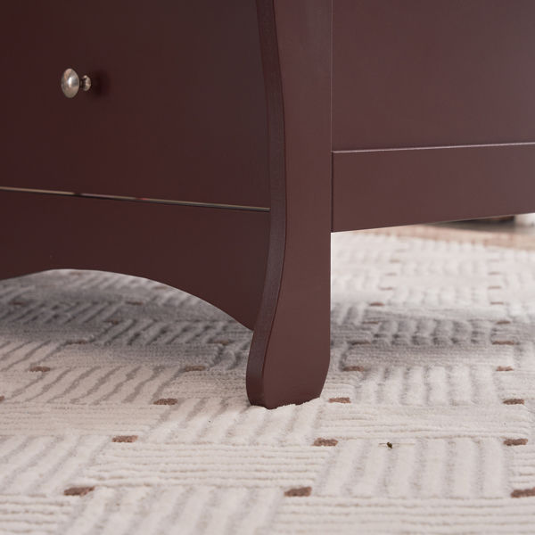 棕色 油漆面 密度板 三层抽屉 90.5*58*92cm 儿童木床 带安全带 换尿布台 婴儿-29