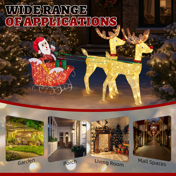 180*24*86cm  鹿拉老人 拼接款 暖白灯 270灯 撒粉网布 圣诞灯饰麋鹿30V 6W-6