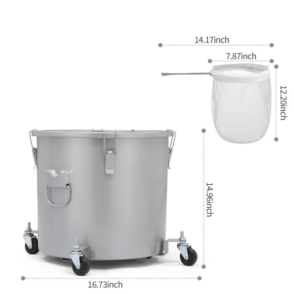 10加仑 钢+内外涂层 银色 带移动底座 滤油桶 炸锅-6