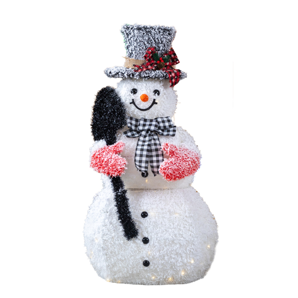 3ft 白色 铁锹雪人 绕线植绒 110LED灯暖白 圣诞灯饰雪人 30V 3.6W 美规-14