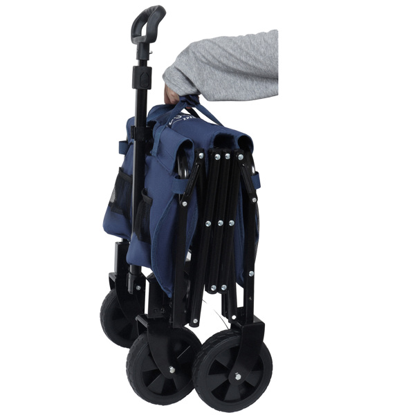 可扩展的双层多功能车，具有 100% 额外空间 - 用于露营、购物、运动、园艺、钓鱼的杂货车，支持 225 磅，深蓝色不支持Self-Pick Up-13