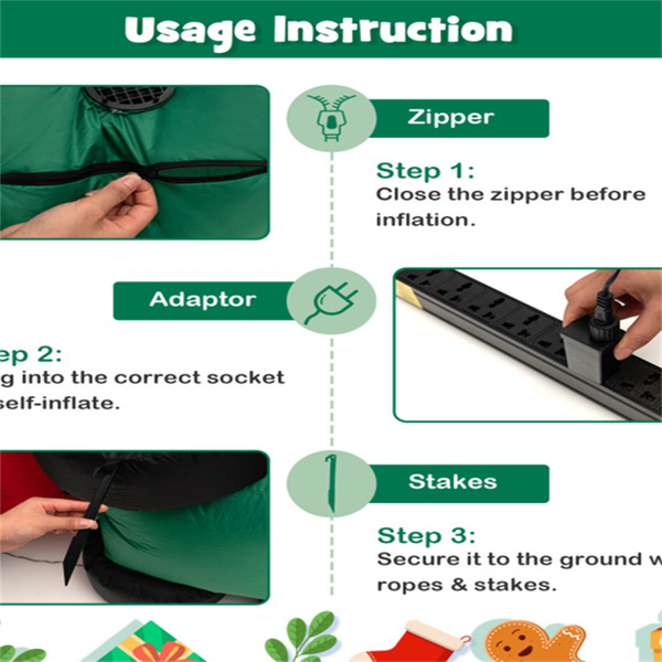 9英尺长的充气圣诞装饰（姜饼店和圣诞老人），彩色串灯+LED灯泡-5