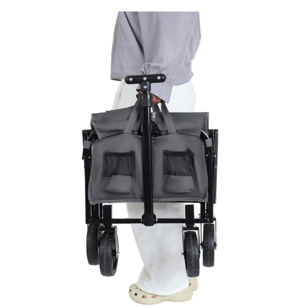 可扩展双层多功能货车，100% 额外空间 - 225 磅购物车，适合露营、购物、运动、园艺、钓鱼，灰色不支持Self-Pick Up-22