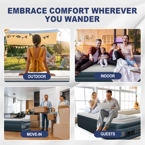 75*39*18in 植绒床面 PVC围带&底部 灰白色+深灰色 野营床垫 充气 带收纳袋 圆孔 美规插头 100kg-17