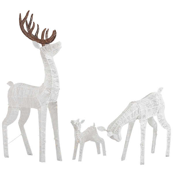 3pcs 5FT  白色 家庭麋鹿 280LED暖白灯 绕线撒粉 圣诞灯饰麋鹿 31V 6W 英规-2