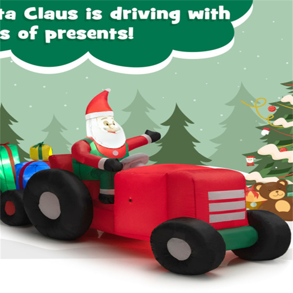 9英尺长的充气圣诞装饰（姜饼店和圣诞老人），彩色串灯+LED灯泡-6