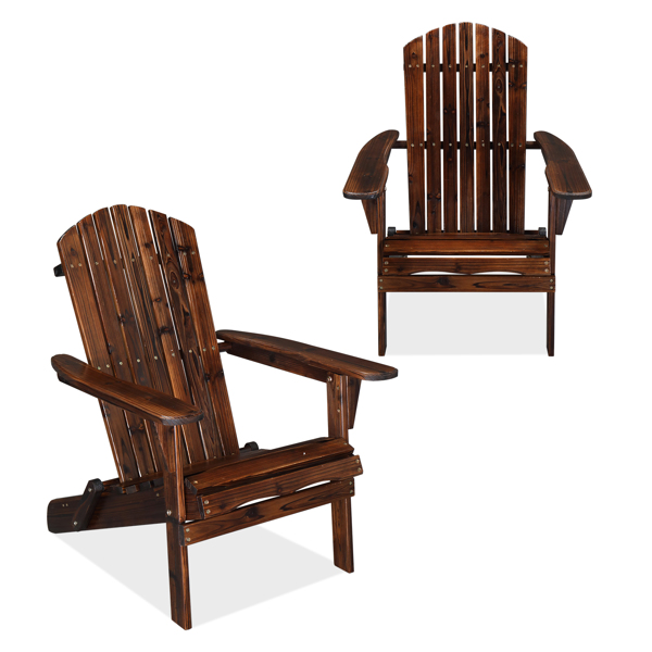 2PCS 杉木 碳化色 全拆 折叠木青蛙椅-2