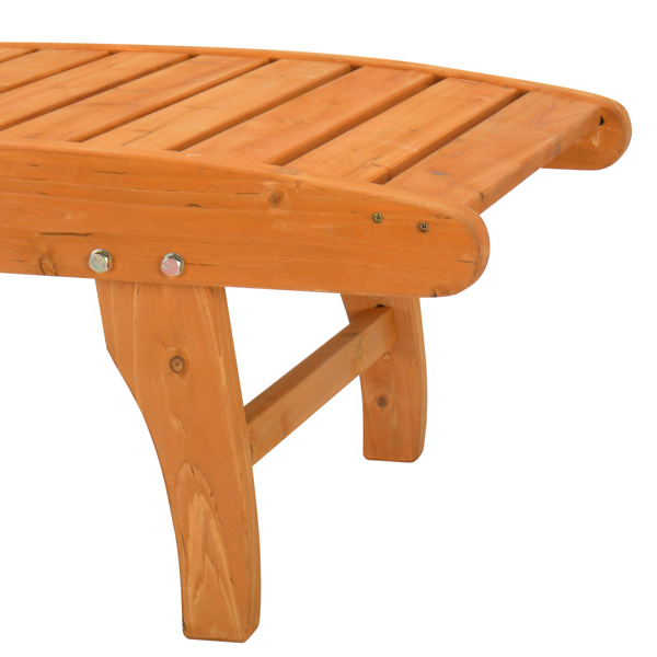  杉木 带轮带抽屉 两档调节 庭院木躺床 183*58*36.5cm 原木色 户外庭院 N001-10