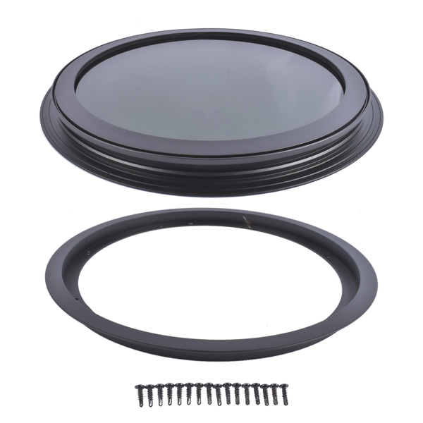 房车车窗 Round Fixed RV Window 13" Tinted Window for RV Camper Caravan with Trim Ring Fit for 1-5/8" Thickness Wal-6