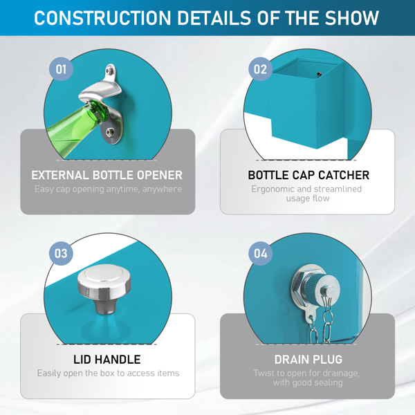 80QT 蓝绿色 冷冻保温推车 87.5*38.5*91cm 长方形 塑料箱体 铁脚管 冷冻保温-3