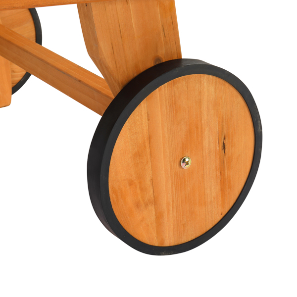  杉木 带轮带抽屉 两档调节 庭院木躺床 183*58*36.5cm 原木色 户外庭院 N001-17