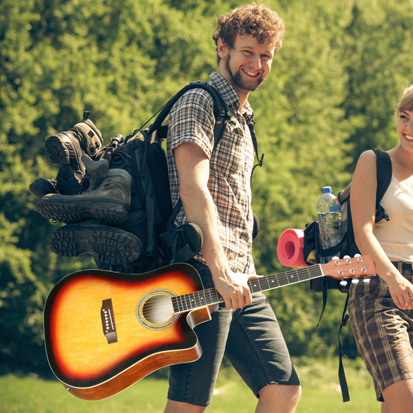 【亚马逊禁售】KMA101 41in 缺角调音EQ 椴木 带音箱 民谣吉他 擦色日落色-9