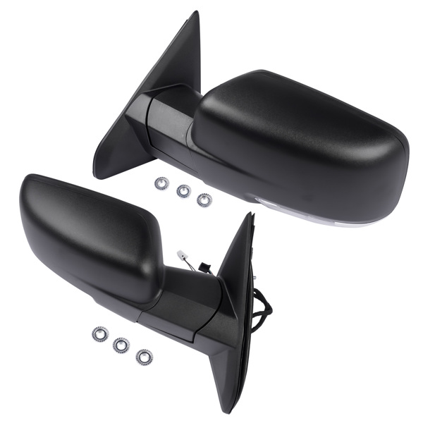 后视镜 Left & Right Side Mirrors Manual Fold+ Heated+ LED Signal Replacement for Ram 1500 2500 3500 68231240AI 68231241AI-8