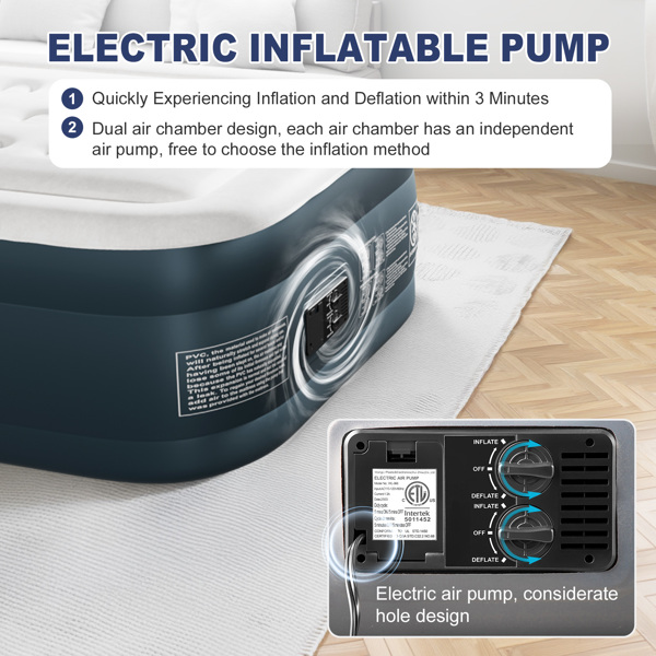 75*39*18in 植绒床面 PVC围带&底部 灰白色+深灰色 野营床垫 充气 带收纳袋 圆孔 美规插头 100kg-18